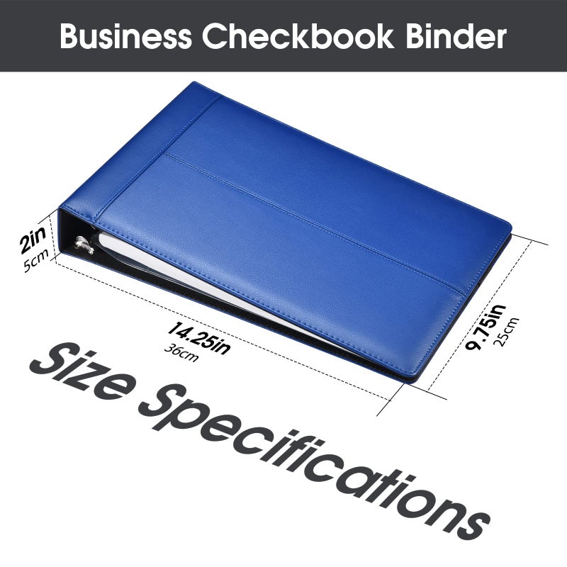 Pacific Mailer 7 Ring Executive Business Check Binder 600 Checks Capcity for 9" x 13" Sheets, PU Leather Checkbook Holder with Zip Pouch - Image 2